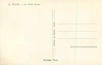 Troyes — Dolina Szwajcarska — Wydawnictwo Glob, Paryż — Rewers