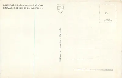 Bruksel: Park i jego jezioro lustrzane — Wydawnictwo le Berrurier, nr 134 — Rewers