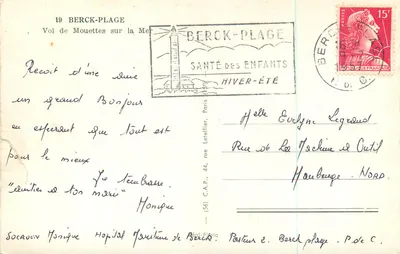 Lot ptaków na morzu — Berck-Plage — C.A.P. (56) — nr 19 — Rewers