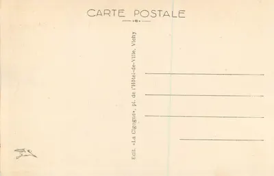 Vichy — Vista generale scattata da un aereo — I Piazzali dell'Allier. L'istituto Termale — Ed. « La Cigogne », Vichy — Verso