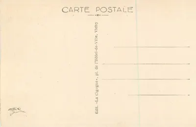 Vichy — O Casino visto da avenida central do Parque — Editor La Cigogne, n° 308 — Verso