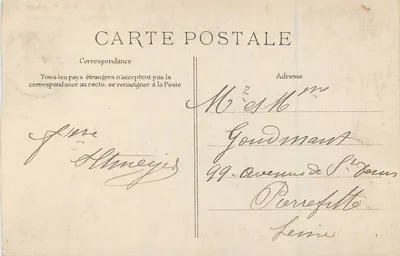 Gruta das Montussiennes — Floresta de Fontainebleau — Editor: J. Broussais, n° 945 — Verso