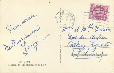 Esplanada i Pomnik Poilu — Metz — wydawca HEAL & PHOTOL (46) — Rewers