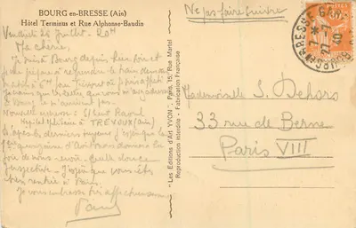 Hotel Terminus e Rue Alphonse-Baudin — Bourg-en-Bresse (Ain) — Edizioni d'Arte Yvon — Verso