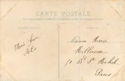 Les adieux de la Sablaise — scène de plage avec panier — éditeur A. Bellart, N° 1205 — Achterkant
