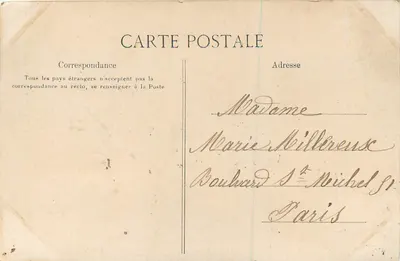 Bilhete postal antigo 100 Corbeil estátua dos irmãos Galignani benfeitores de Corbeil — Verso