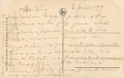 Bilhete postal antigo: castelo de Bouillon e túnel — Verso