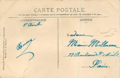 Bilhete postal antigo 52 Longpont o parque e o castelo de Lormoy visto da estrada de Sainte Genevieve des Bois em 1808 — Verso