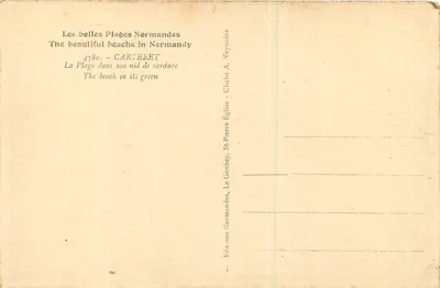 A Praia no seu ninho de verde — Carta postal n°4380 — Edições A. Veyssière, St-Pierre, Le Goubet — Verso