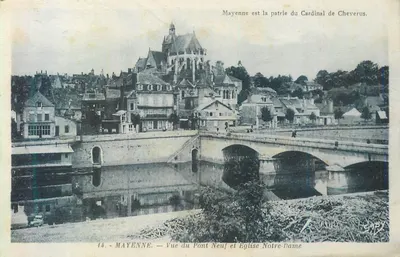 Mayenne — Vista do Ponte Nova e Igreja Nossa Senhora — G. Artaud, Nantes