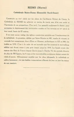 Reims (Marne) — Katedra Najświętszej Maryi Panny (Zespół Północno-Zachodni) — 4. seria, kolekcja Kolarsine i Solution Pautauberge — Rewers