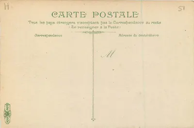 Reims. Palácio de Justiça — vista do edifício com colunata e relógio — editor L.V. n°427 — Verso