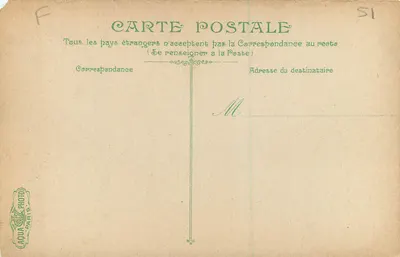 Reims. Plaza del Parvis — estatua ecuestre — editor L.V.A. n° 1032 — Reverso