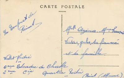 Reims — Pátio da Patte-d'Oie e o Kiosque — Edição Foyer U.F.A. — Verso