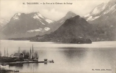 Talloires — O Porto e o Castelo de Duingt — Ad. Parlot, foto Annecy