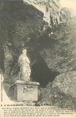 La Selle-en-Morvan — Rocha e gruta de São Merry — Fototipia J. Coquignot - Autun