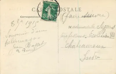 Estatua de Luís XI em Cléry (Loiret) — editor Fassot, n°42 — Verso