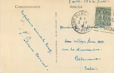 Biarritz — O Rocher de la Vierge — L.L. n°10 — Verso