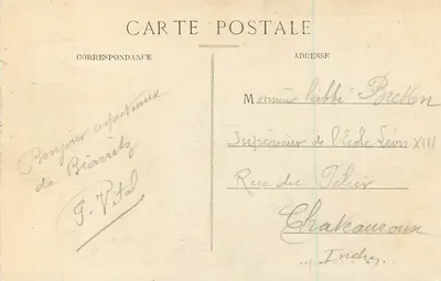 Biarritz Pittoresque — Falę do Panny Maryi — Burza z 11 października — N° 150 — Wydawnictwo Loumian — Cliché Mendibreure — Rewers