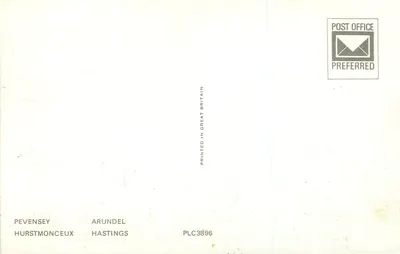 Castelos de Sussex — Pevensey, Arundel, Hurstmonceux, Hastings — Post Office Preferred — Verso