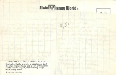 Castelo de Cinderela — Walt Disney World — Walt Disney Productions — Verso