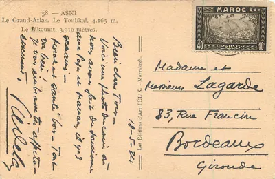 Grand-Atlas — Toubkal, 4.165 m — Les Éditions d'Art FÉLIX, nr 58 — Rewers