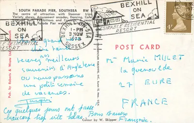 Portsmouth e Southsea — Saudações de — editor Colour by W. Skipper — Verso