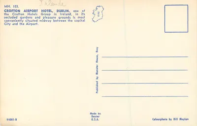Hotel Crofton Airport — Dublin, Irlanda — Publicado por Munster House, Bréy — Verso