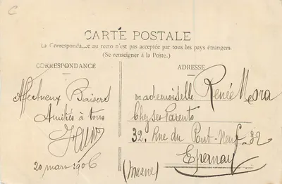 Bilhete postal antigo Dole La Theatre — Verso