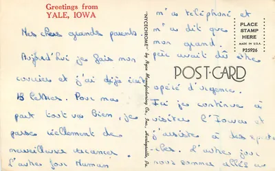 Visão de estrada cercada por pinheiros — Yale, Iowa — Nycechrome — Verso