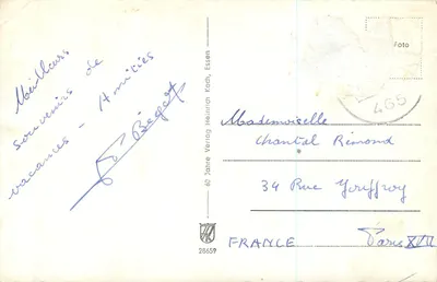 Städtische Bühnen Gelsenkirchen sob iluminação noturna — editor Verlag Heinrich Kodt, n° 28659 — Verso