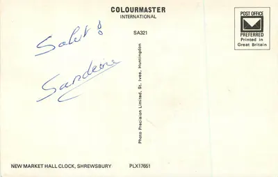 New Market Hall Clock, Shrewsbury — widok parku i wieży — COLOURMASTER INTERNATIONAL, seria PLX17651 — Rewers