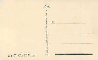 Jaskinia — Start Procesji — Lourdes — Spółka Sztuki Fotomechanicznej, Paryż — Rewers