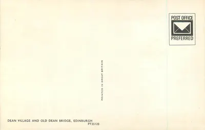 Dean Village and Old Dean Bridge — Edimburgo — Post Office Preferred — Verso