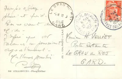 Strasburg — Plac Kléber z katedrą i wieżą zegarową — wydawca C.A.P. n° (50) — Rewers
