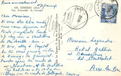 Zadanie Genissiat — Widok ogólny — Wyd. La Cigogne — Rewers