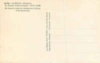 Lampaul (Finistère) — La Grande Poutre gesneden eeuw XVII — Edities van Kunst 'YVON', Parijs — Achterkant