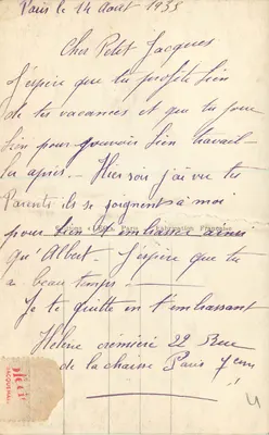 Bilhete postal antigo Cpa Enfant — Verso
