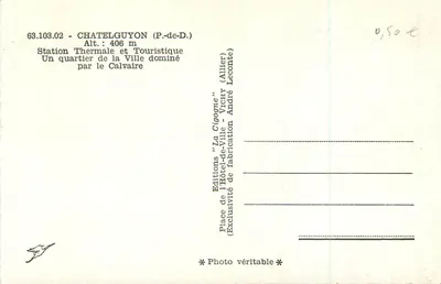 Châtelguyon — Quartier de la Ville dominé par le Calvaire — Wydawnictwo Hôtel-de-Ville — Rewers