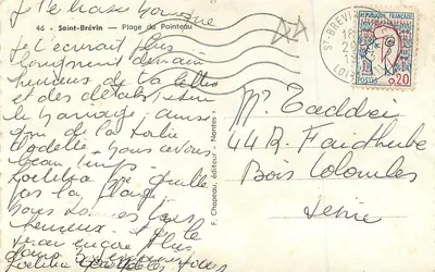 Praia do Pointeau — Saint-Brévin — editor F. Chapeau, Nantes, n°46 — Verso