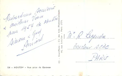 Menton — Vista tirada de Garavan — Cie Letelier — Verso