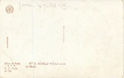 Soldado sonriente — retrato — Mme G. Achille Fould pinxit, N° 193 — Reverso