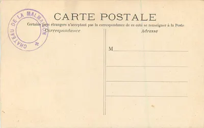 Stara pocztówka Rueil La Petite Malmaison Ogrody francuskie — Rewers