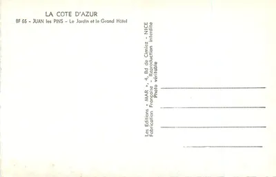 Juan-les-Pins — Der Garten und das Grand Hotel — Editions MAR — Rückseite