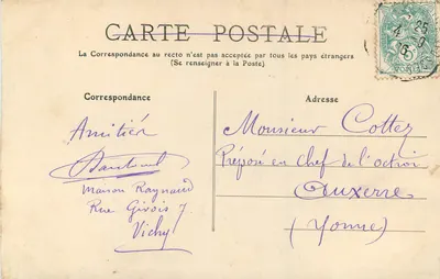 Vichy, o Casino — Allier — 89 — editor M.T. I.L. — Verso