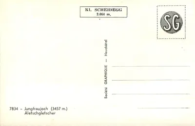 Jungfraujoch — Aletschglacier — Sociedade Gráfica de Neuchâtel — Verso