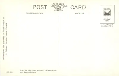 Zaskakujący widok z Ashness — Derwentwater i Bassenthwaite — Webster, Helvellyn House, Keswick — Rewers