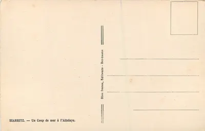 Biarritz — Cios morza na Attalaye — Bloc frères, Wydawcy, Bordeaux — Rewers