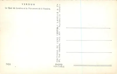 Verdun — O Quai de Londres e o Monumento da Vitória — Éditions Lavelle & Cie, Estel — Verso