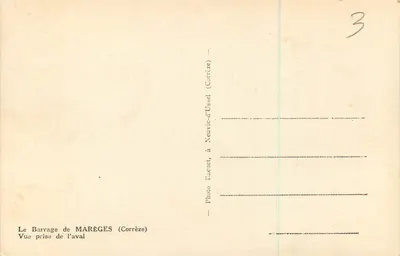 Dijk van Marèges — Uitzicht genomen vanaf de stroomafwaarts — Foto Dacnet, te Neuvic-d'Ussel (Corrèze) — Achterkant